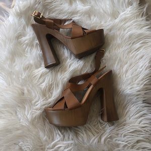 Brown wedge heels